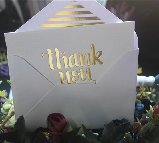 product-Dezheng-Le Qichen Gold Foil Thank You Cards With Envelopes-img-1
