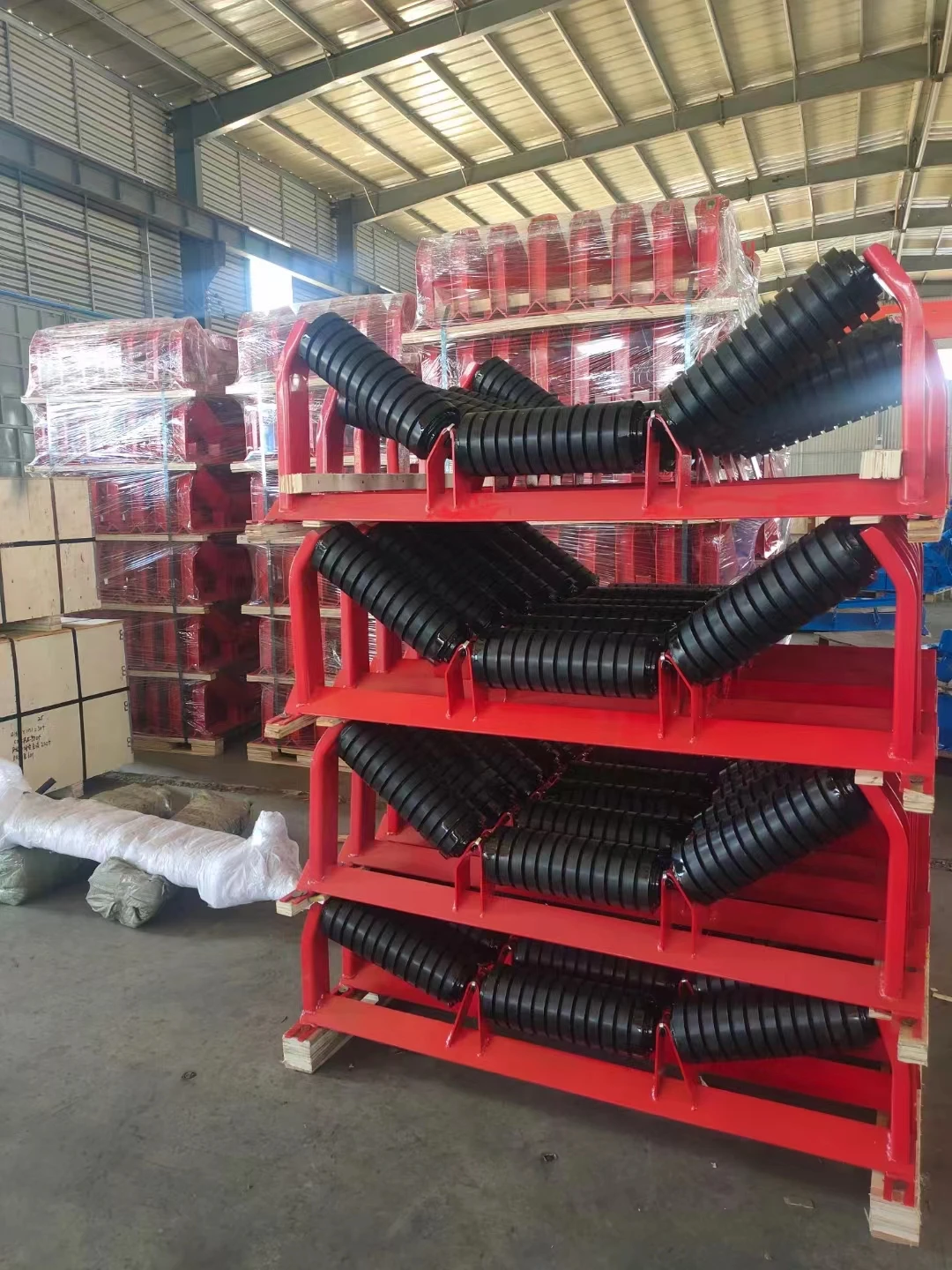 Conveyor Belt Trough Idler Rollers Set With Frame Mining Coal Heavy