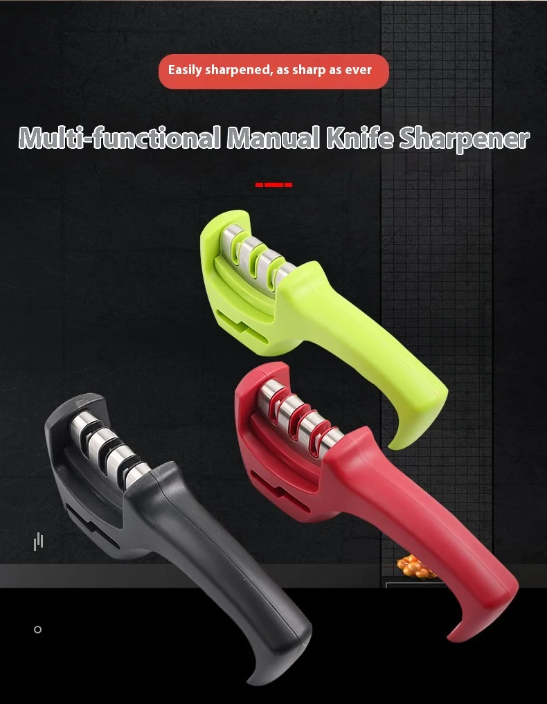 Three-Stage Ceramic Diamond Knife Sharpener - Handheld Kitchen Tool