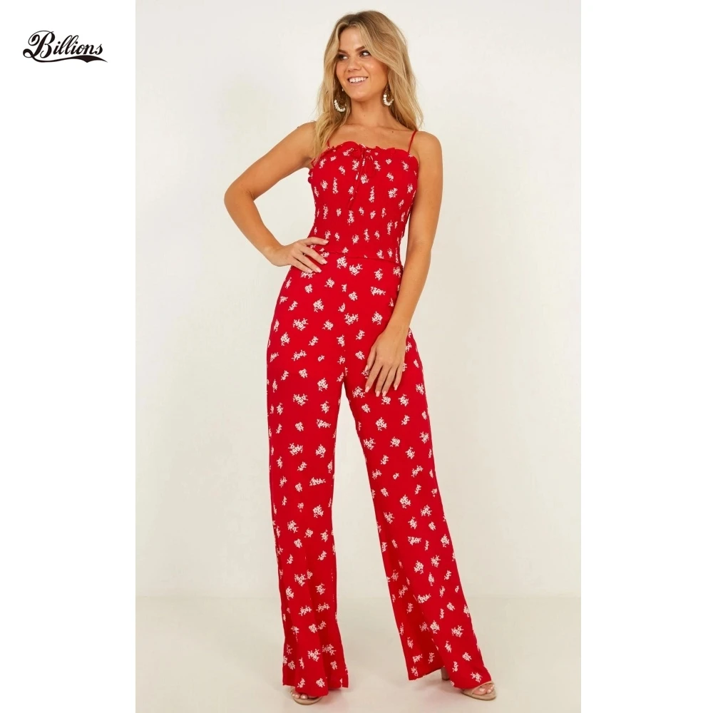 casual red jumpsuit