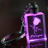 Laser Rose Etched keychain Crystal Key Ring MH-YS0370