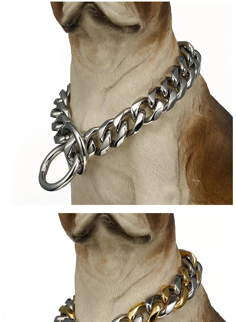 Heavy Gold Dog Chain Collar Stainless Steel Pet Collar Training Choke