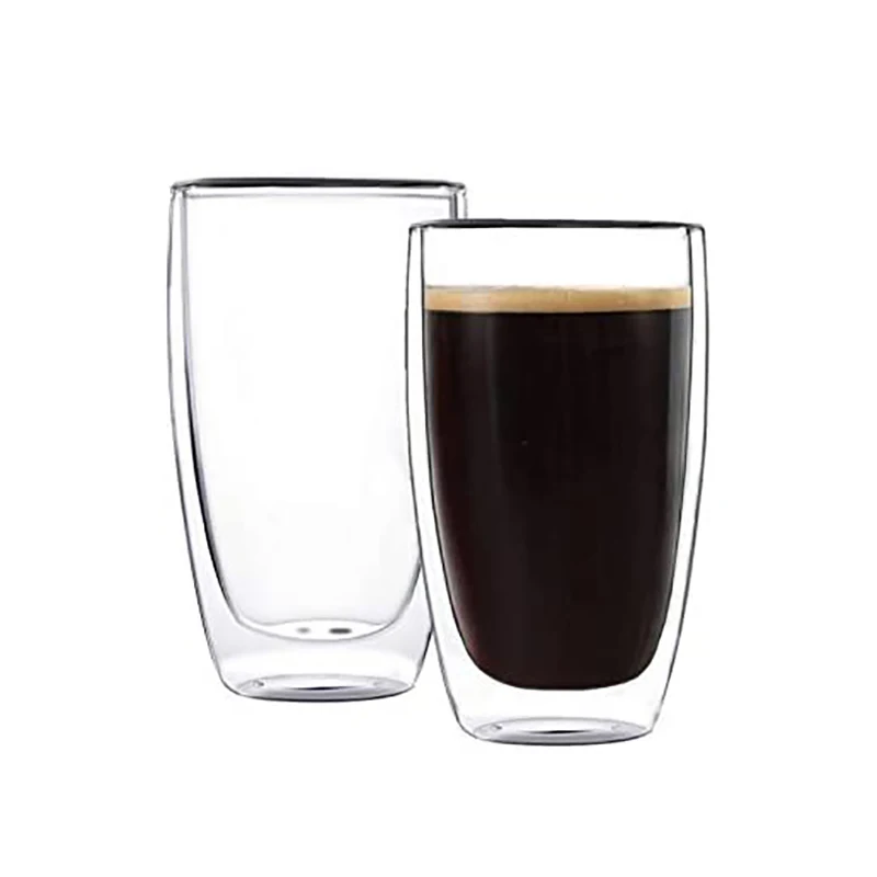SET OF 2 Thermo Double Wall Clear Glasses Insulated Tumblers