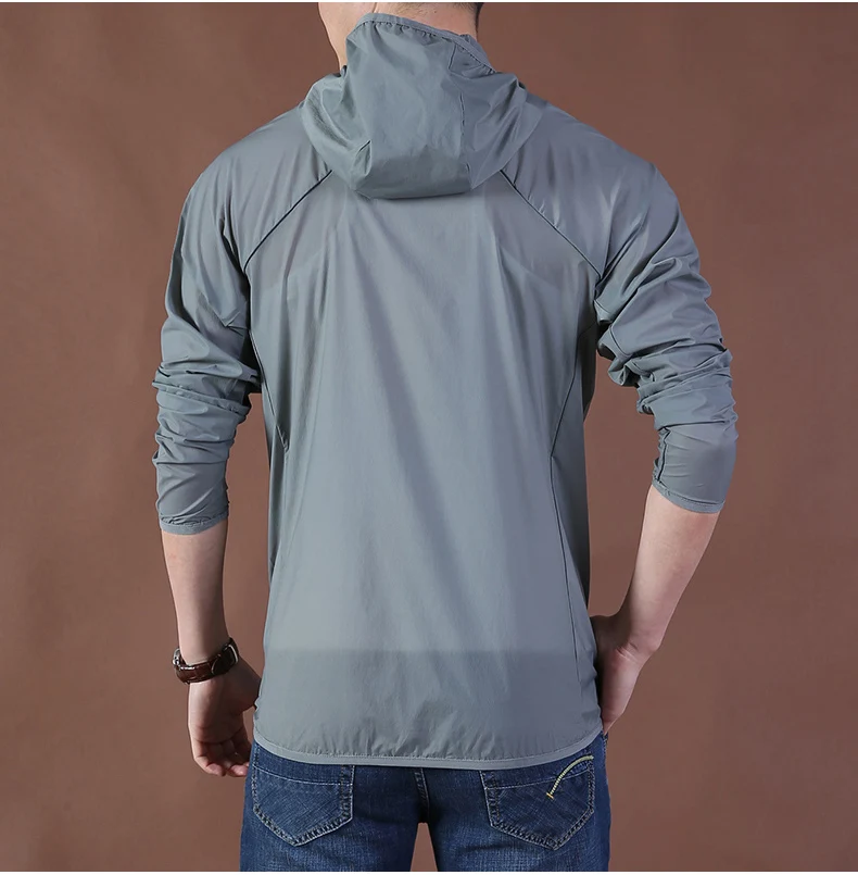Men Waterproof Rain Jacket Raincoat Hideaway Hood Lightweight Packable