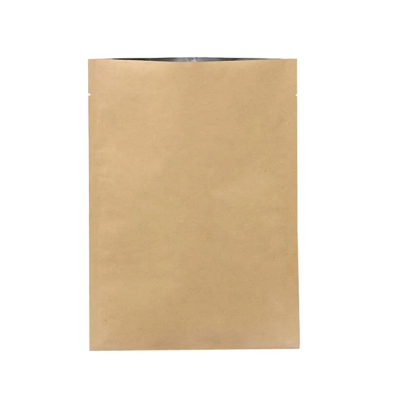 Heat Seal 3 Sides Sealed Foil Lined Kraft Paper Bag For Coffee Packing Buy 3 Sides Sealed