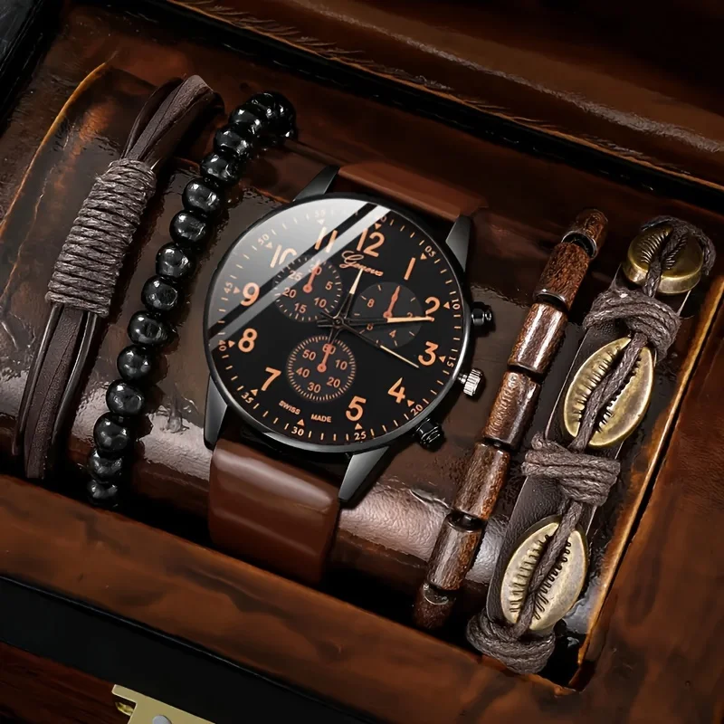 brown leather strap watch