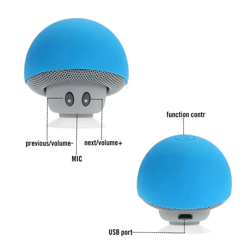 Waterproof Mini Mushroom BT-280 for Bluetooth Wireless Speaker with Strong Suction Cup Built-in Microphone Mini Speaker - ANKUX.COM
