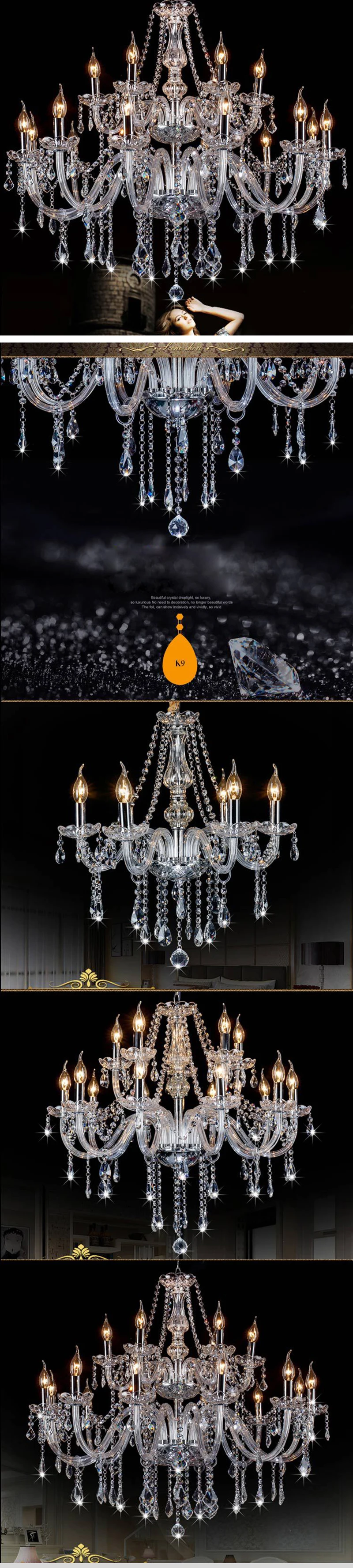 zhongshan lighting factory candle lamp living room light decoration pendant lights crystal chandelier