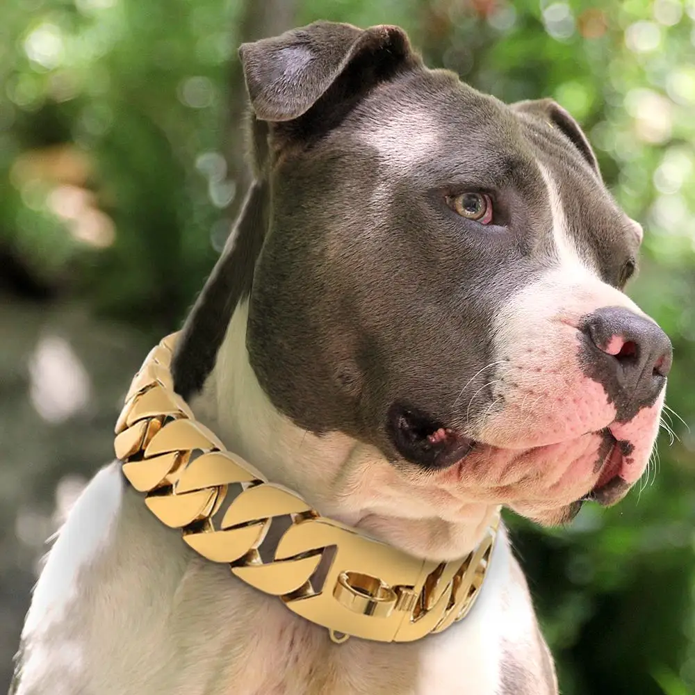 QKAIFRYSUG 3 Pcs Stainless Steel Heavy Chain Dog Training Choke Collar for Growing Dogs