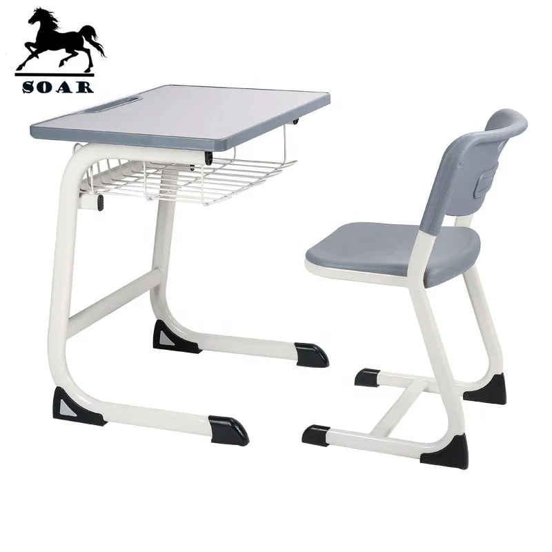 
high quality durable plastic single student school desk and chair for sale 