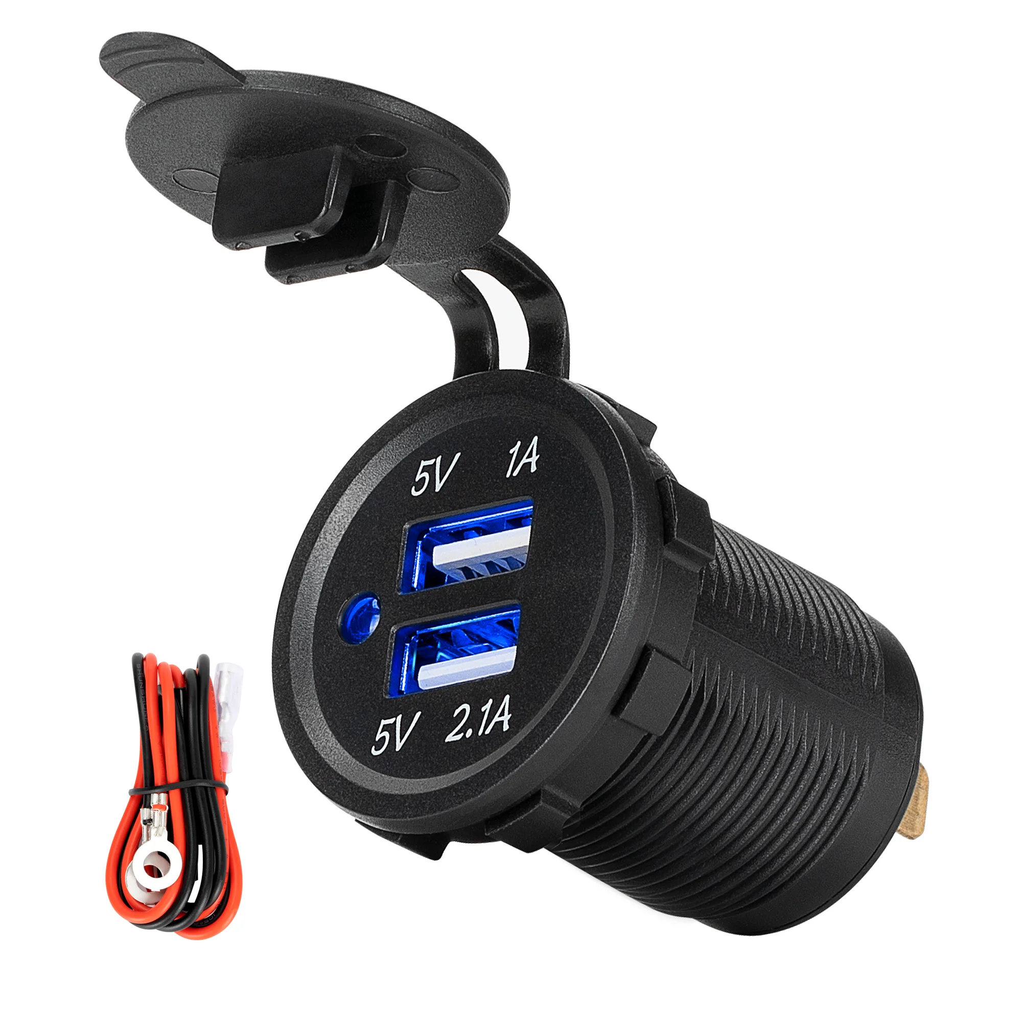 Dual USB Car Charger 3.1A Waterproof 12V-24V with LED, Ideal for Trucks,  RVs, and Boats