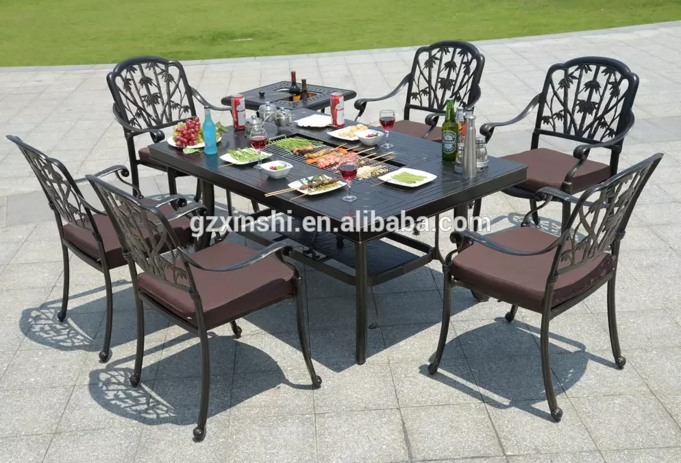 Cast Aluminium Bbq Set Outdoor Table And Chair Set Buy Garden