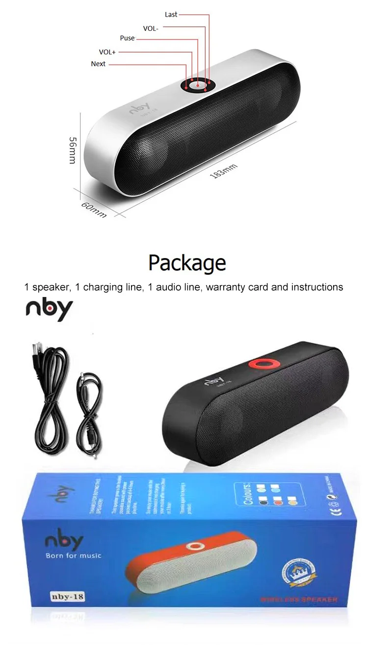 Fast delivery high quality sound nby-18 blue tooth speaker with wireless microphone - ANKUX.COM
