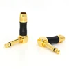 Gold Right Angle 6.3MM Mono Phone Mic Cable Microphone Plug Connector