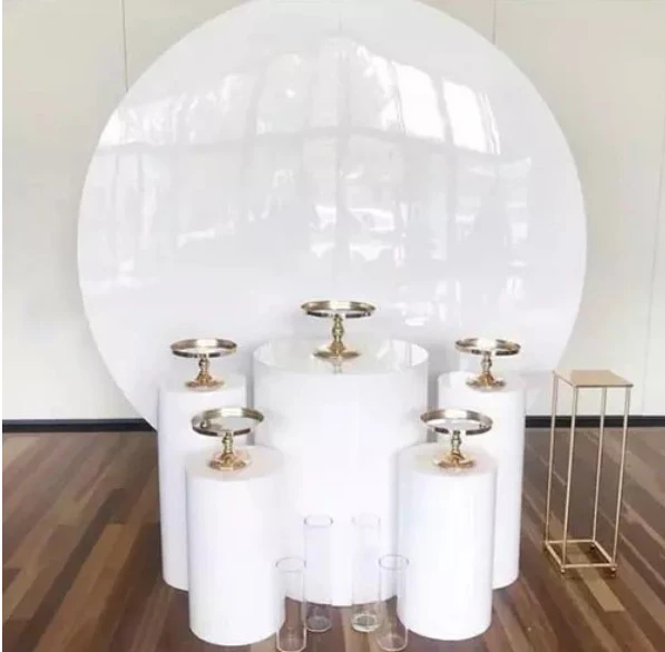 Round Circle Donut Acrylic White Wall Acrylic Backdrop Stand Wedding