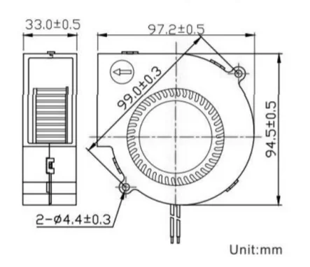 Centrifugal Blower, 97X97X33mm, 5V/12V/24V/48V, Brushless - detail 10