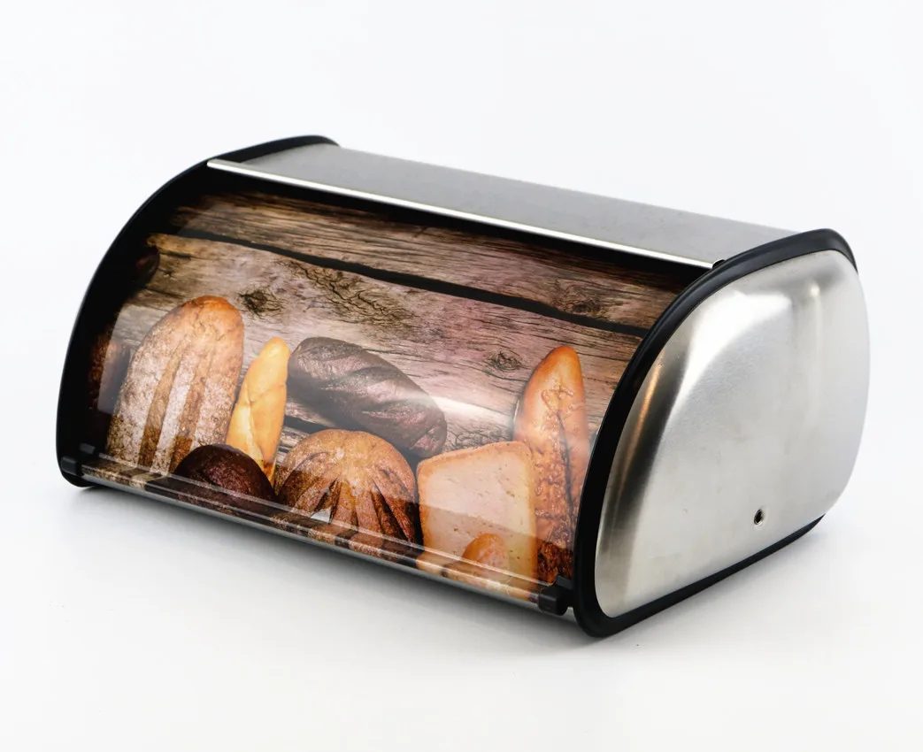 Modern Decorative Stainless Steel Unique Bread Boxes Kitchen Top Roll