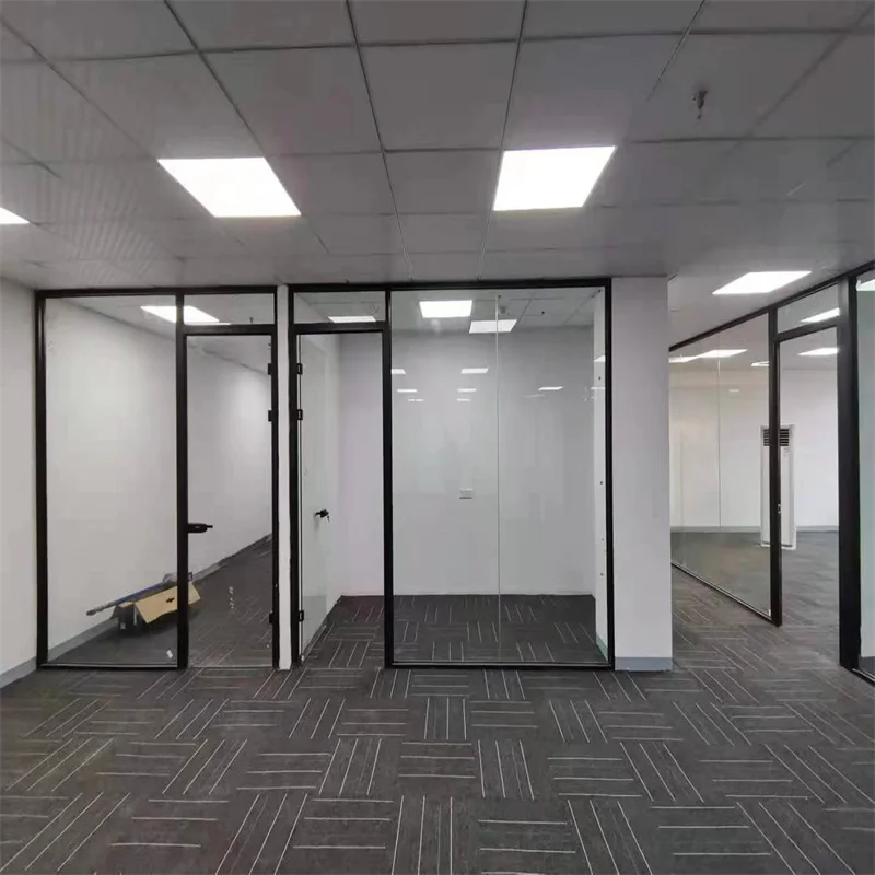 School & Hospital Single Glass Partition | 80mm Aluminum Integrated Frame + 40mm Slim Frame details