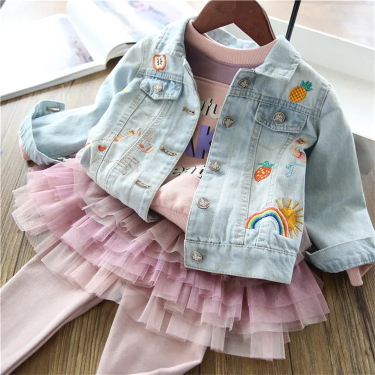 
Immortality Jeans Coat Children Clothes puff sleeve denim jacket kids denim coat 