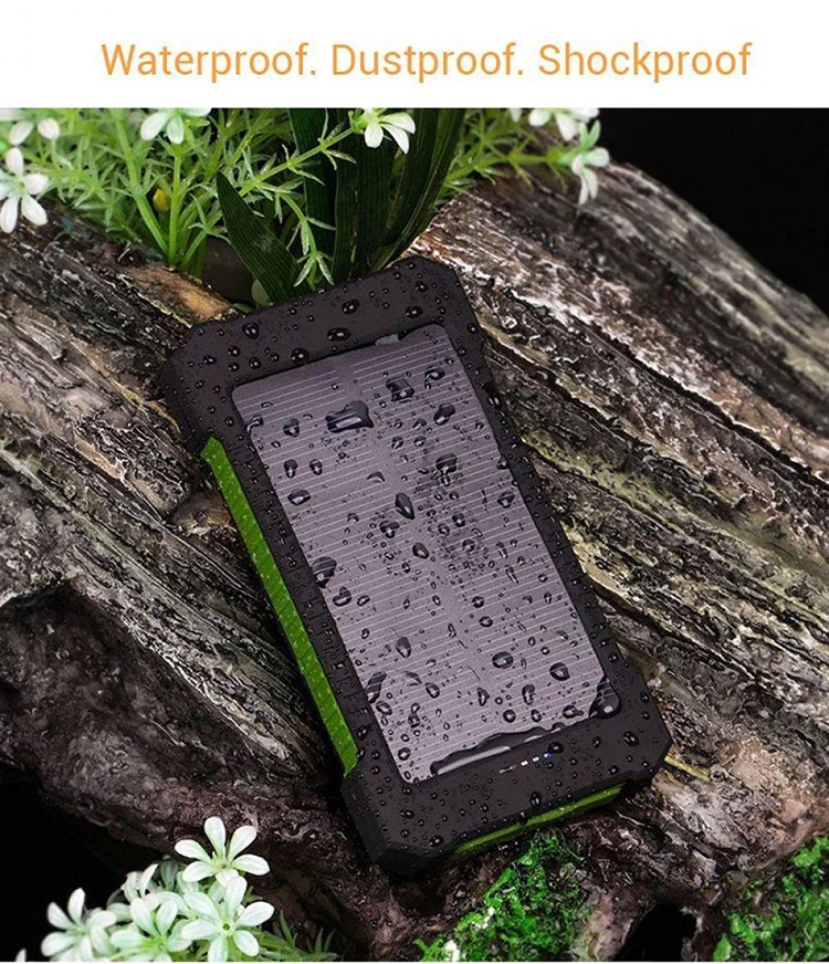 Waterproof 10000mAh Solar Charger Outdoors Emergency External Battery for Mobile Phone Tablets Light - ANKUX.COM