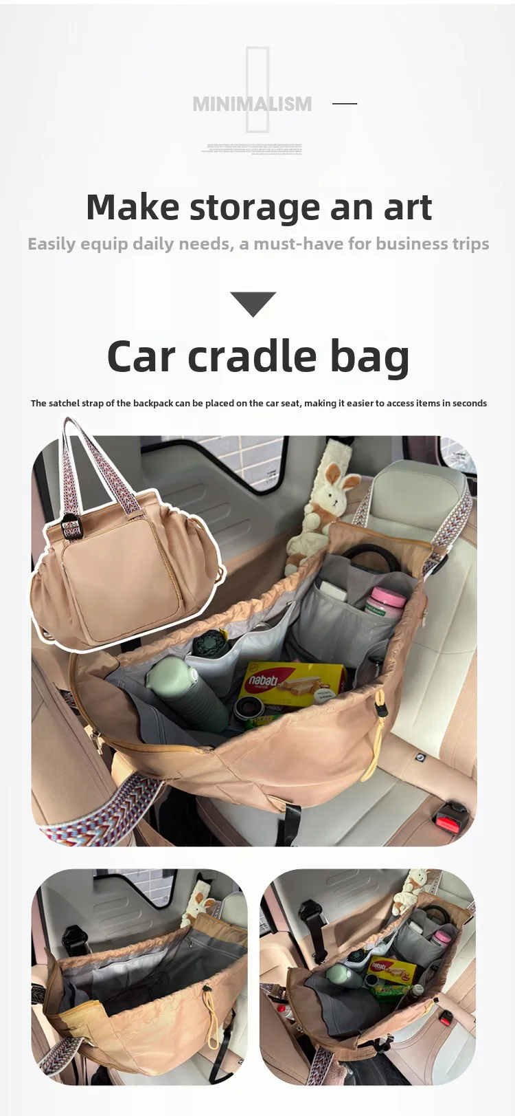 Large Capacity Double Shoulder Mommy Bag Portable Fashion Parent-Child Backpack Car Cradle Maternity Shopping Basket Lazy Travel