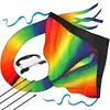 Outdoor ripstop fabric beach Large delta Rainbow design triangle Easy to Assemble Launch fly Fun Sport toy gift kids kite flying