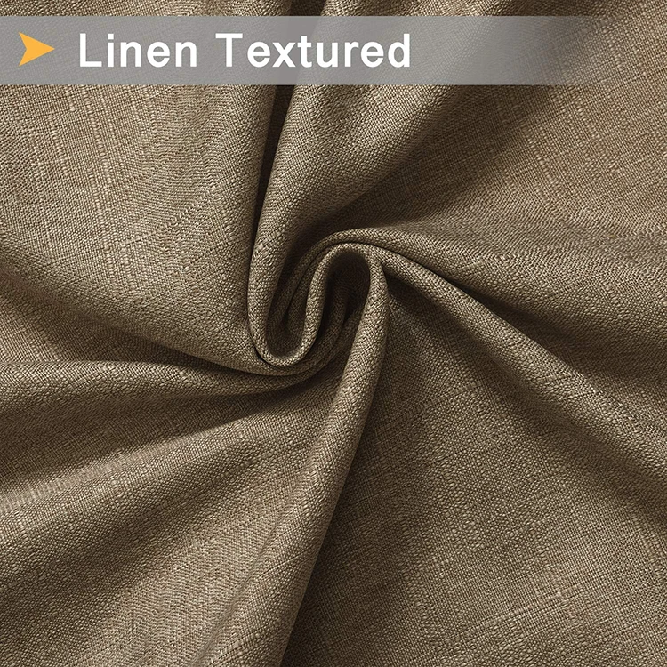 U.S. Local Delivery Thermal Insulated Grommet 100% Faux Linen Look Blackout Curtain For Window Ship to U.S. and China Only