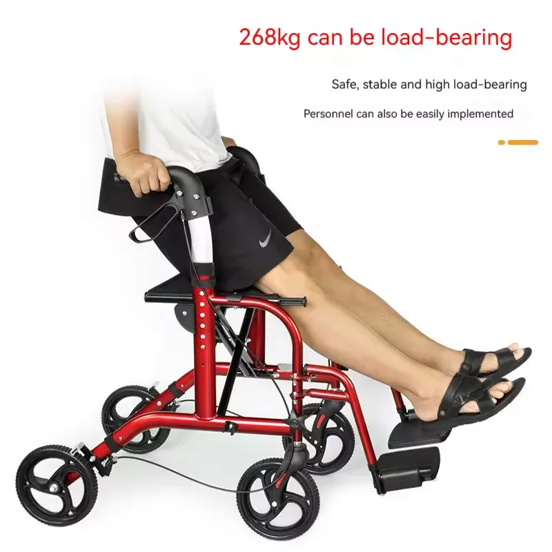 Hot Selling Aluminum Lightweight Rehabilitation Therapy Supplies Adult Elderly Folding Rollator Walker With Pedal details