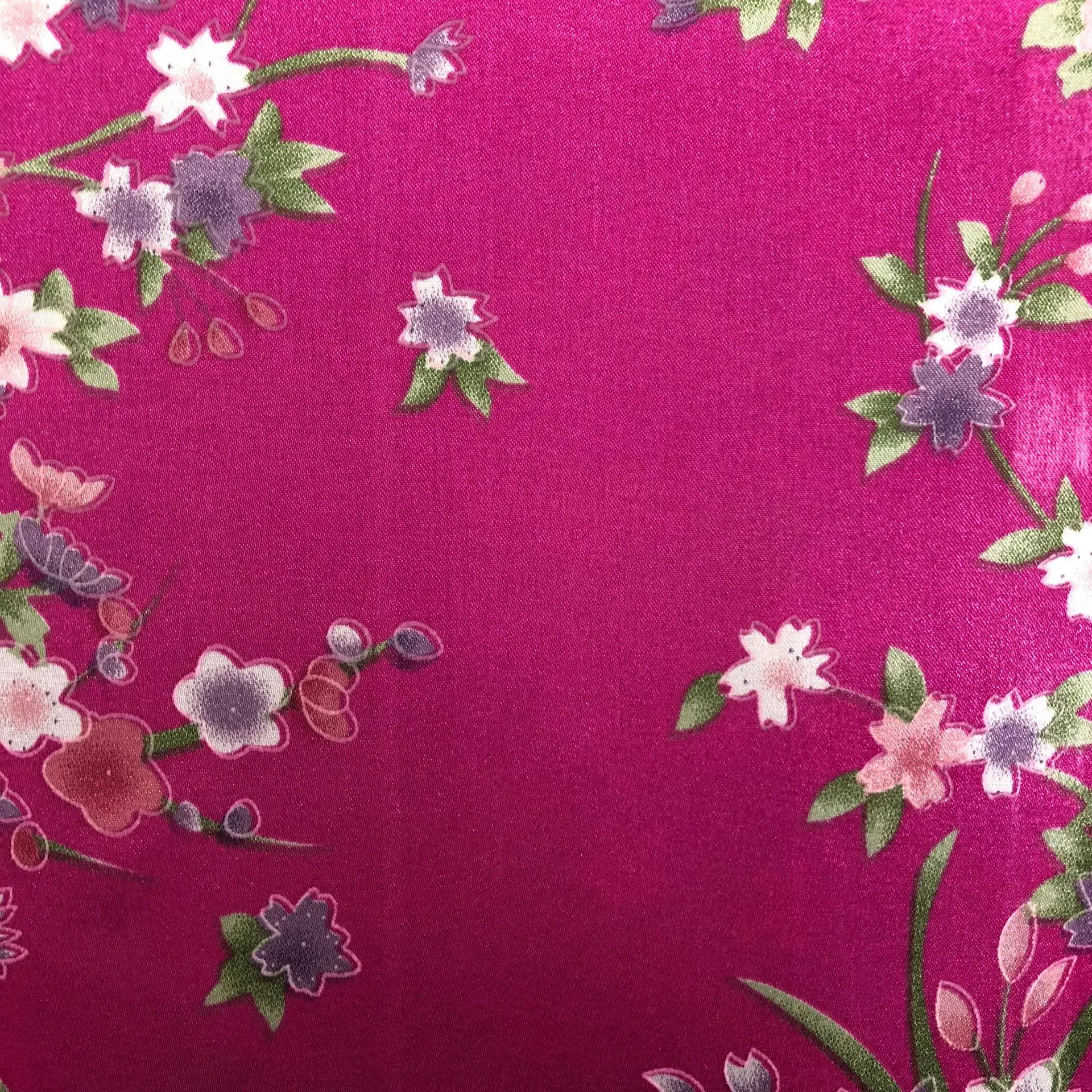Wholesale Satin Fabric Floral Printed Satin Fabric Stretch Satin Fabric