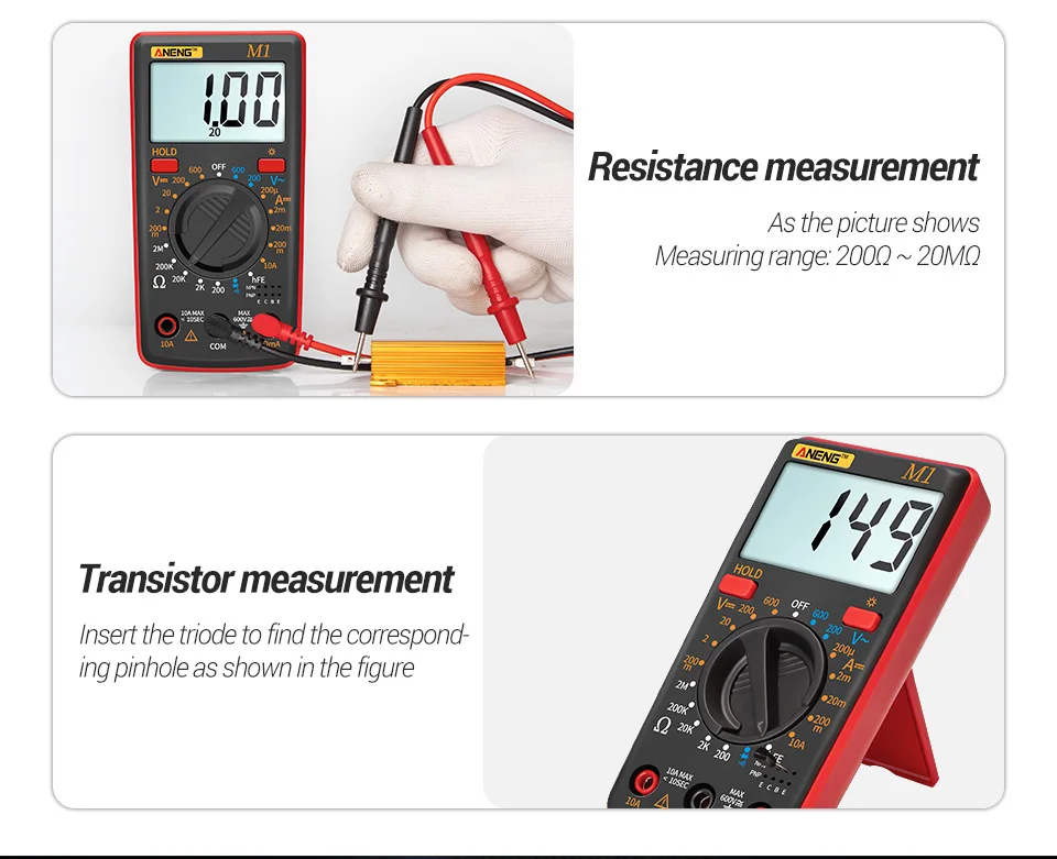 ANENG M1 Kỹ Thuật Số Vạn Năng EsrMeter Multimetro Tester True Rms Multimeter Kỹ Thuật Số Xét Nghiệm Đa Meter Richmeters Dmm 400a 10A