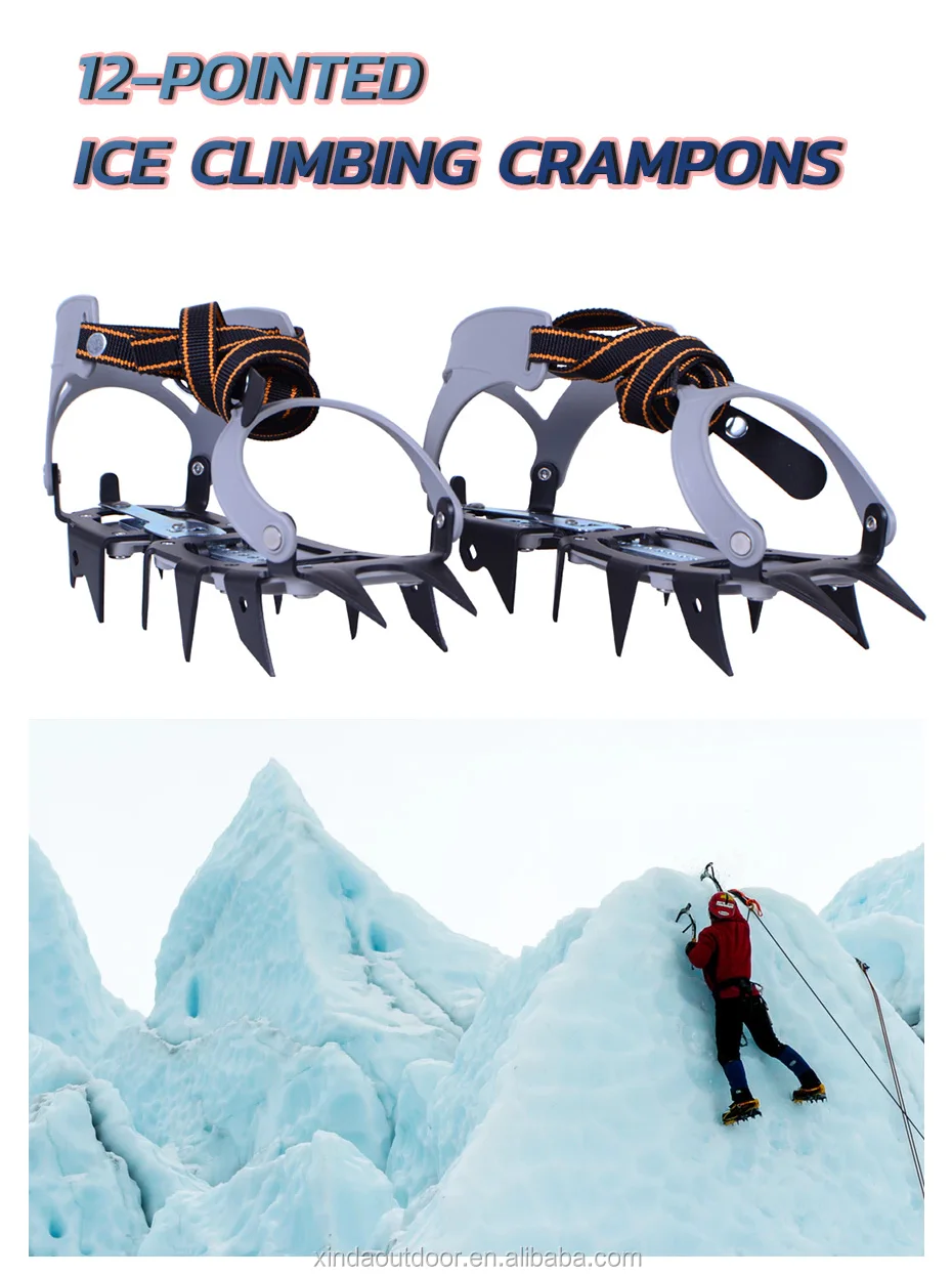 Xinda Steel 12 Teeth Ice Climbing Crampons For High Mountains 6km ...