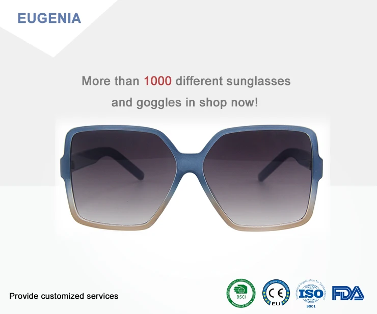 EUGENIA 2020 newest fashion blue frame sun light blocking fashionable  women oversize sunglasses
