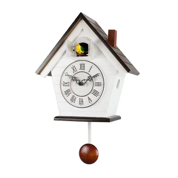 Newest Design White Modern Hourly Chiming Wooden Cuckoo Wall Clock Hourly Chiming Wooden Cuckoo Wall Clock