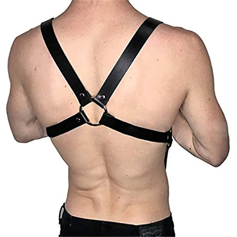 Mens Leather Body Chest Harness Clubwear Restrain Belt Costume Strap Dress Belt 