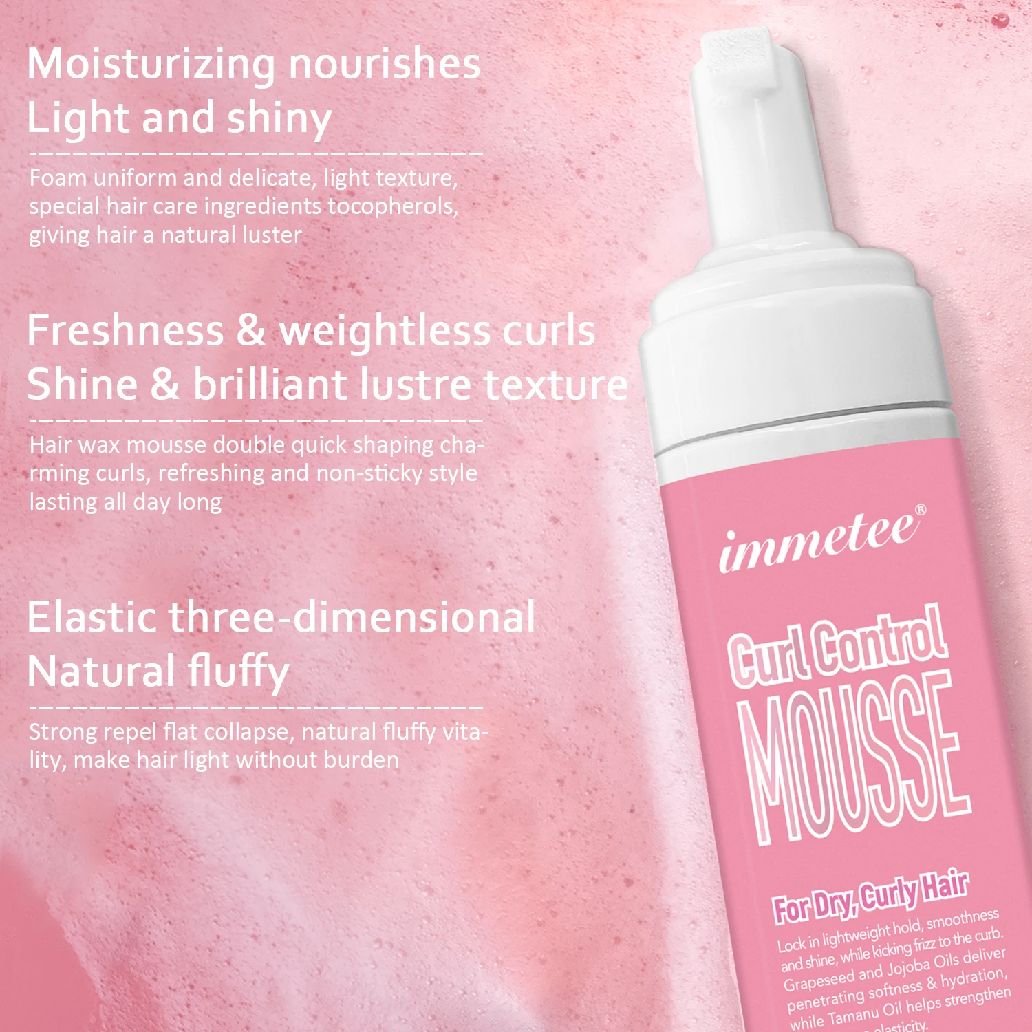 Free Sample Hair Mousse Styling Foam Private Label 200ml Shiny Non