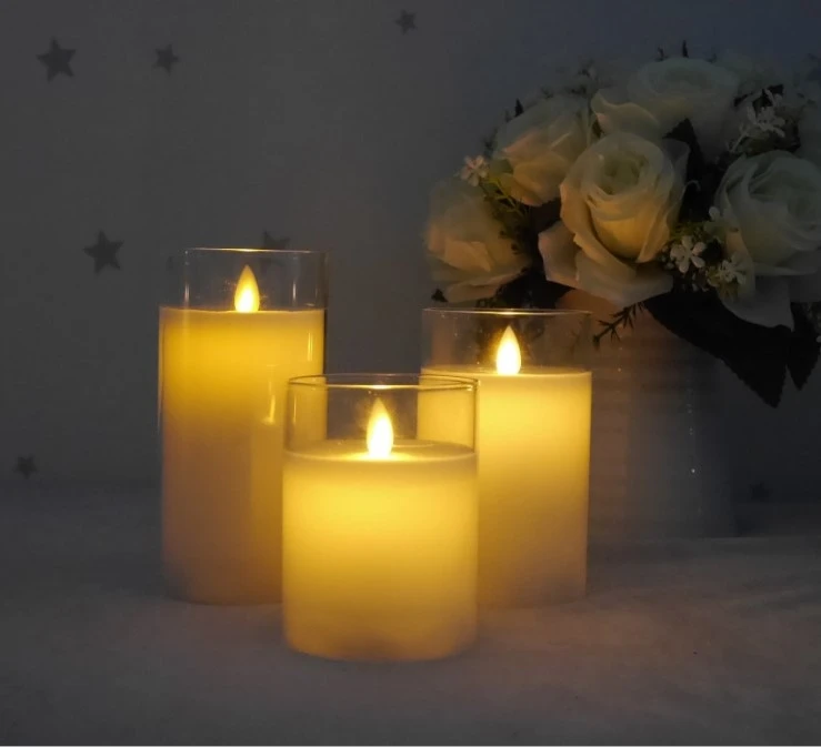 Wholesale Led Glass Jar Candle Flameless Cheap Led Electric Candle Lamp