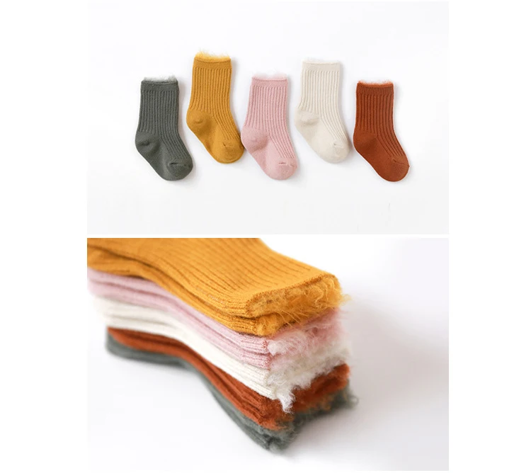 Factory Direct Sale Fuzzy Toddler Children Socks Wholesale Winter New Design Cute Ribbed Infant Baby Socks