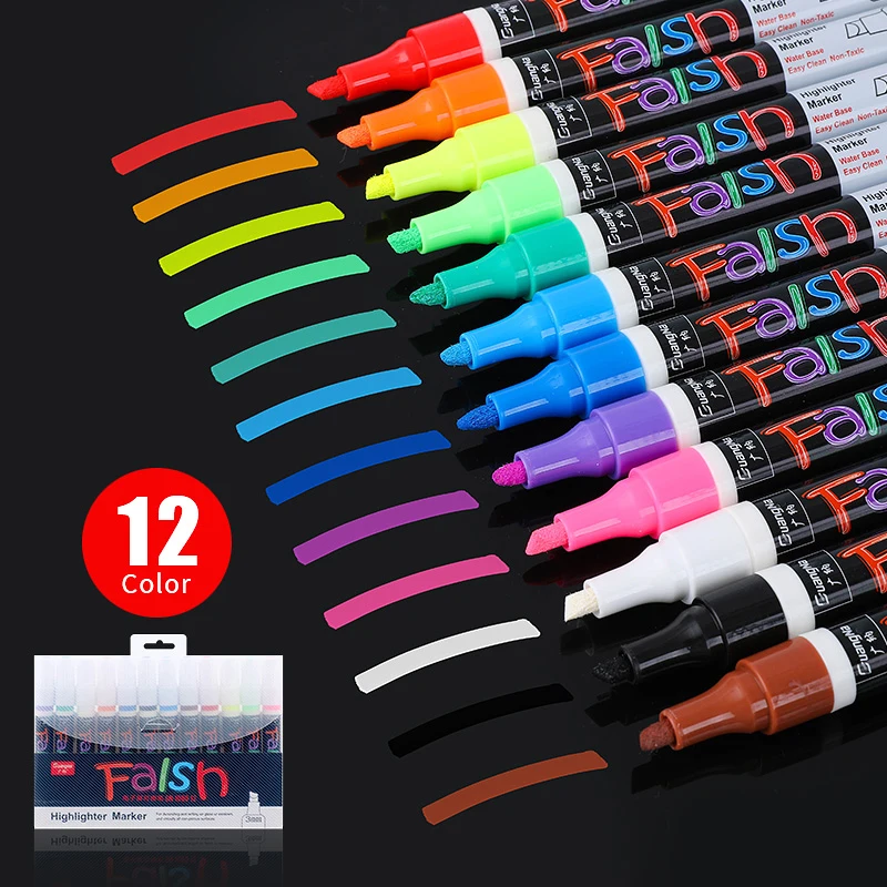 Professional 12 Colors Light Board Pen Liquid Chalk Dry Erase Marker