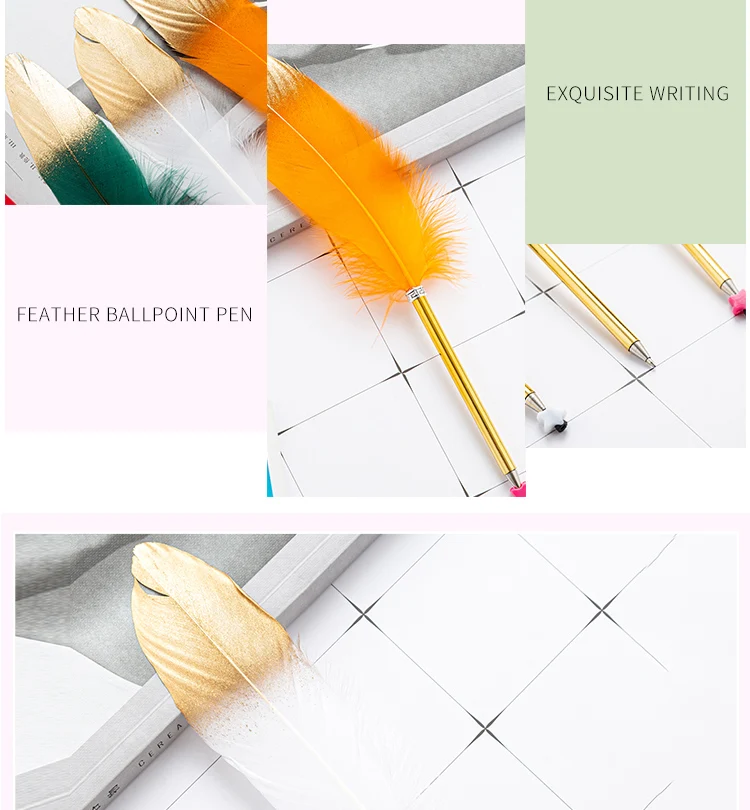 Hot selling feather ballpoint pen most popular feather pen manufacturer feather ball pen