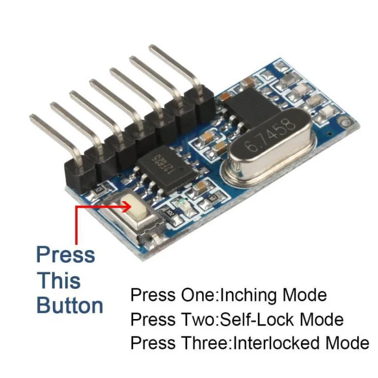 433MHz RF Wireless Receiver Module - 4 Channel Learning Code Decoder ...