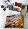 100% polyester small town design 3d printed 6pcs Bedding Set for autumnal
