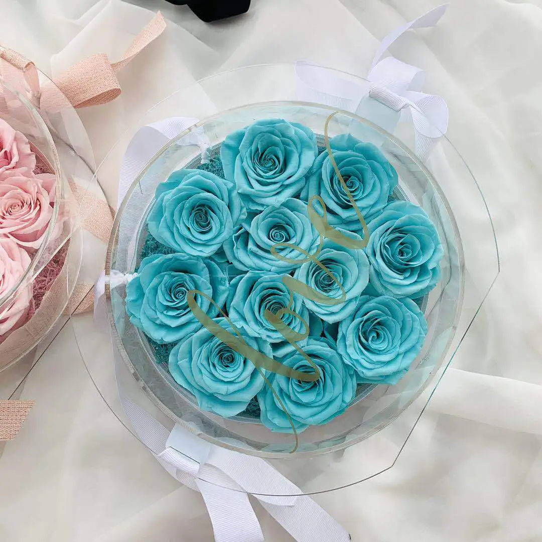 Wholesale Forever Lasting Natural Preserved Real Roses In Acrylic Gift