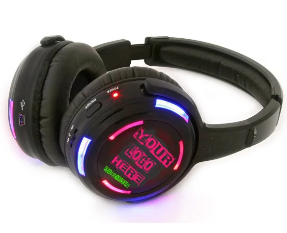 Bulk Buy Premium Sound Three Channel Silent Disco Headphone With LED And Customized Logo INDA RF988