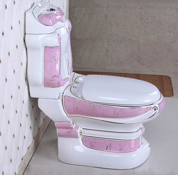 Luxury Sanitary Wares Two Pieces S-trap Bathroom Pink Colored Toilets ...