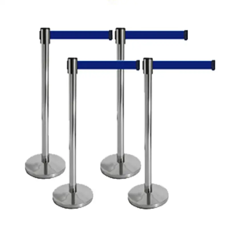 High Quality Black Silver Golden Metal Cast Iron Base Modern Queue Line Crowd Control Traffic Barrier Retractable Belt Stanchion