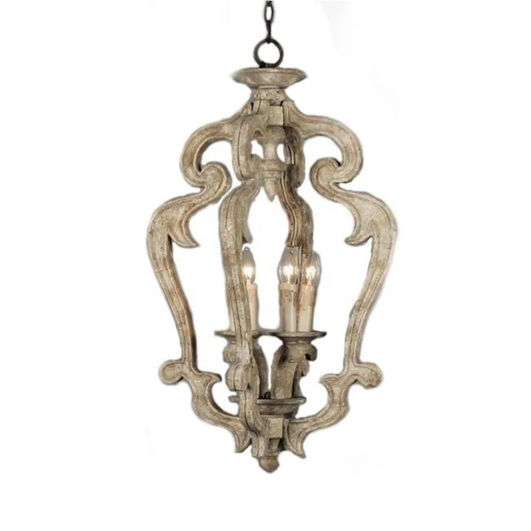 Vintage Rustic Chandelier Luxury Wooden Pendant Lamp