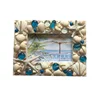 Home decoration sea vacation photo frame ocean blue shell picture frames with sea shells covered