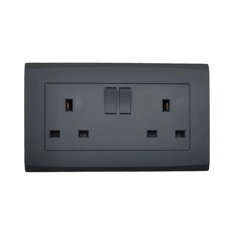 VNX High Quality Electrical Wall Socket UK Standard Black Panel 45A Cooker Unit Switch Light Wall Switches Home Use