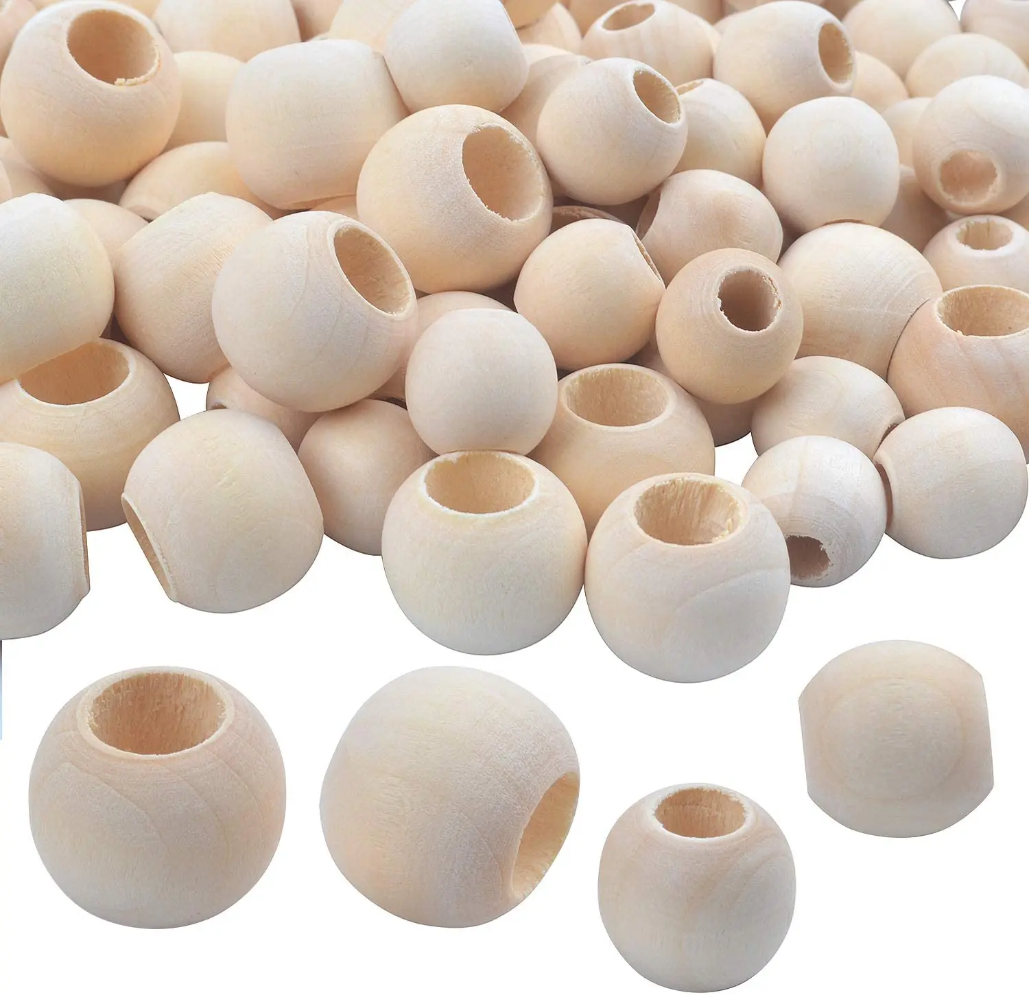Round holes. Big Wooden Beads.