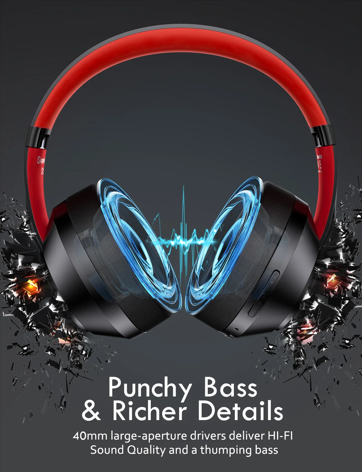 Super Eq S1 Wireless Headset Hybrid Active Noise Cancelling Headphones